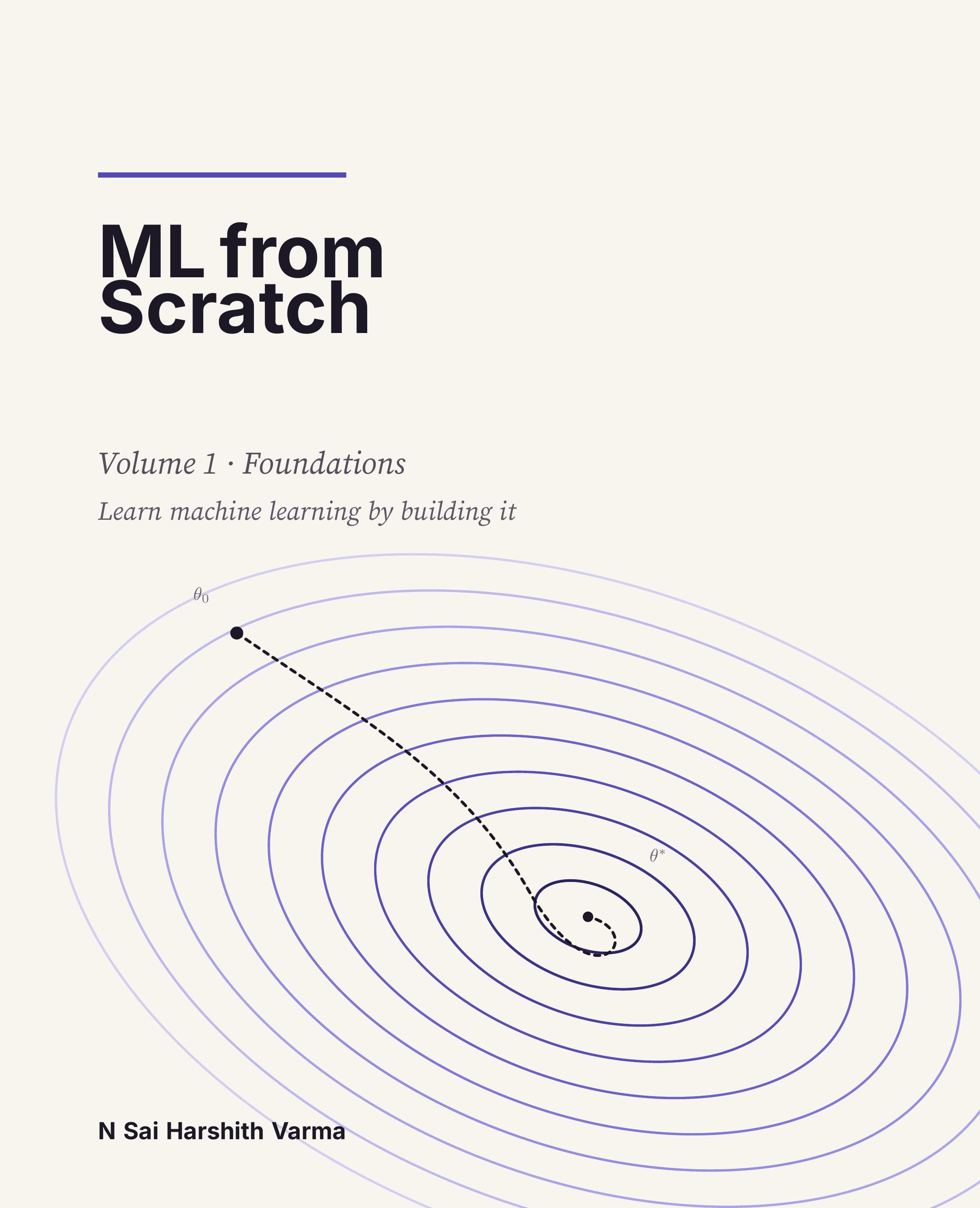 Cover of ML from Scratch — Volume 1 · Foundations, by N Sai Harshith Varma